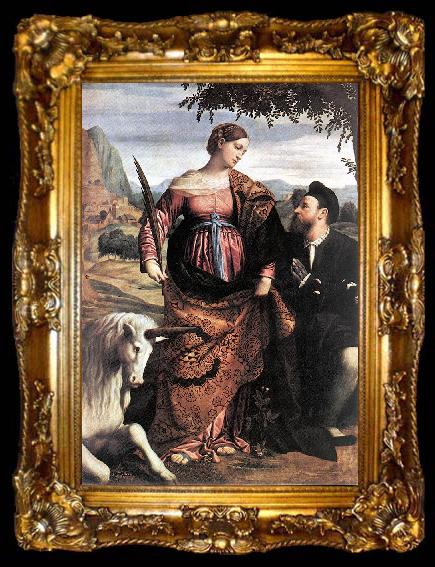 framed  MORETTO da Brescia St Justina with the Unicorn sg, ta009-2